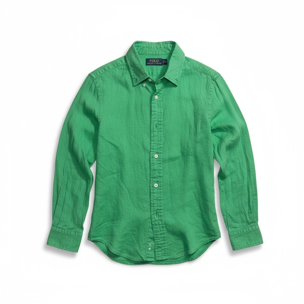 ✨ RL Vibrant Green Casual Boys Oxford Button Down — Size 6